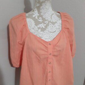 Torrid fluffy creamsicle sleeve button down top size 0